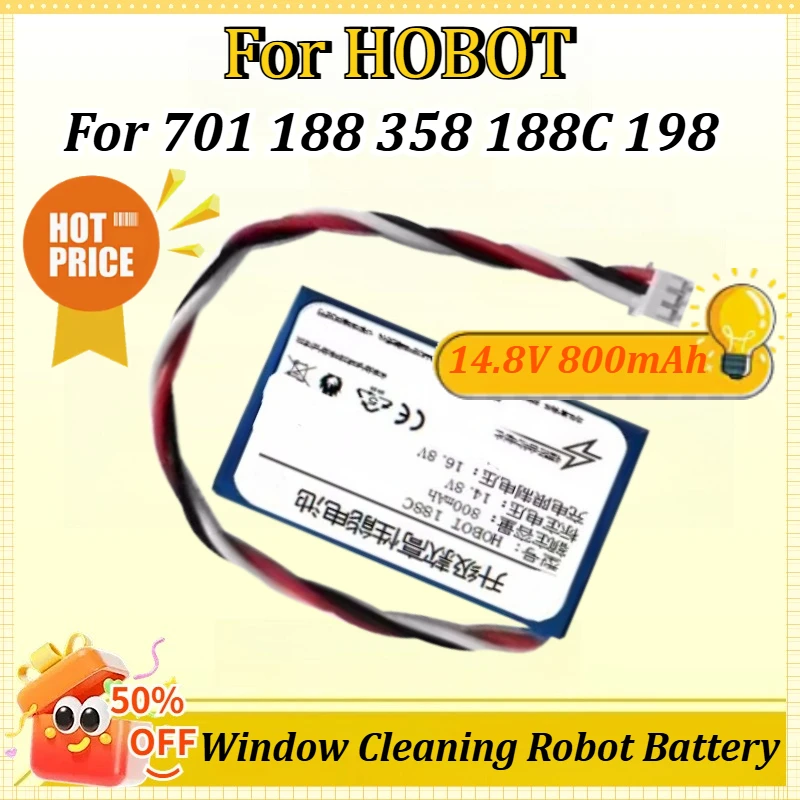 

New 14.8V 800mAh for HOBOT 701 188 358 188C 198 Window Cleaning Robot Rechargeable Battery
