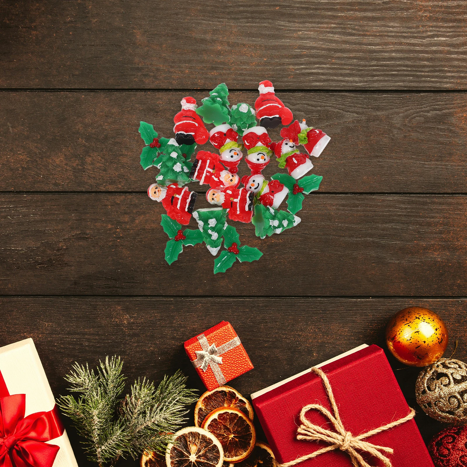 

20Pcs Small Resin Holiday Ornaments - Artistic Christmas Decorations for Winter Scene DIY Craft Kits Tabletop Festive Display