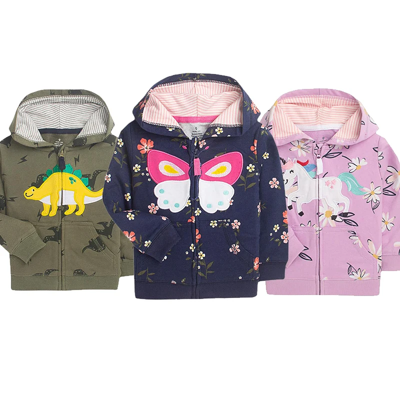 2024 Kids Jacket Children\'s Hooded Coat Autumn Winter Cotton Single-layer Sweater Toddler Boys Sport Style Girls Spring Clothing