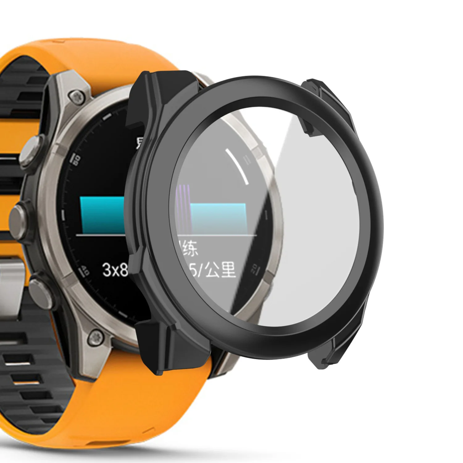 Tempered Glass+PC Case for Garmin Fenix 8 51mm 47/43mm Full Coverage Scratch-resistant Screen Protective Case for Garmin Fenix 8