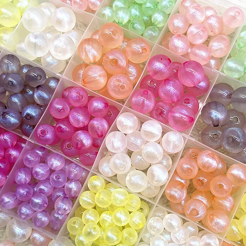 8-10-12mm Transparency Golden Powder Series Round Acrylic Loose Spacer Beads for Jewelry Makeing Diy Bracelets Accessories