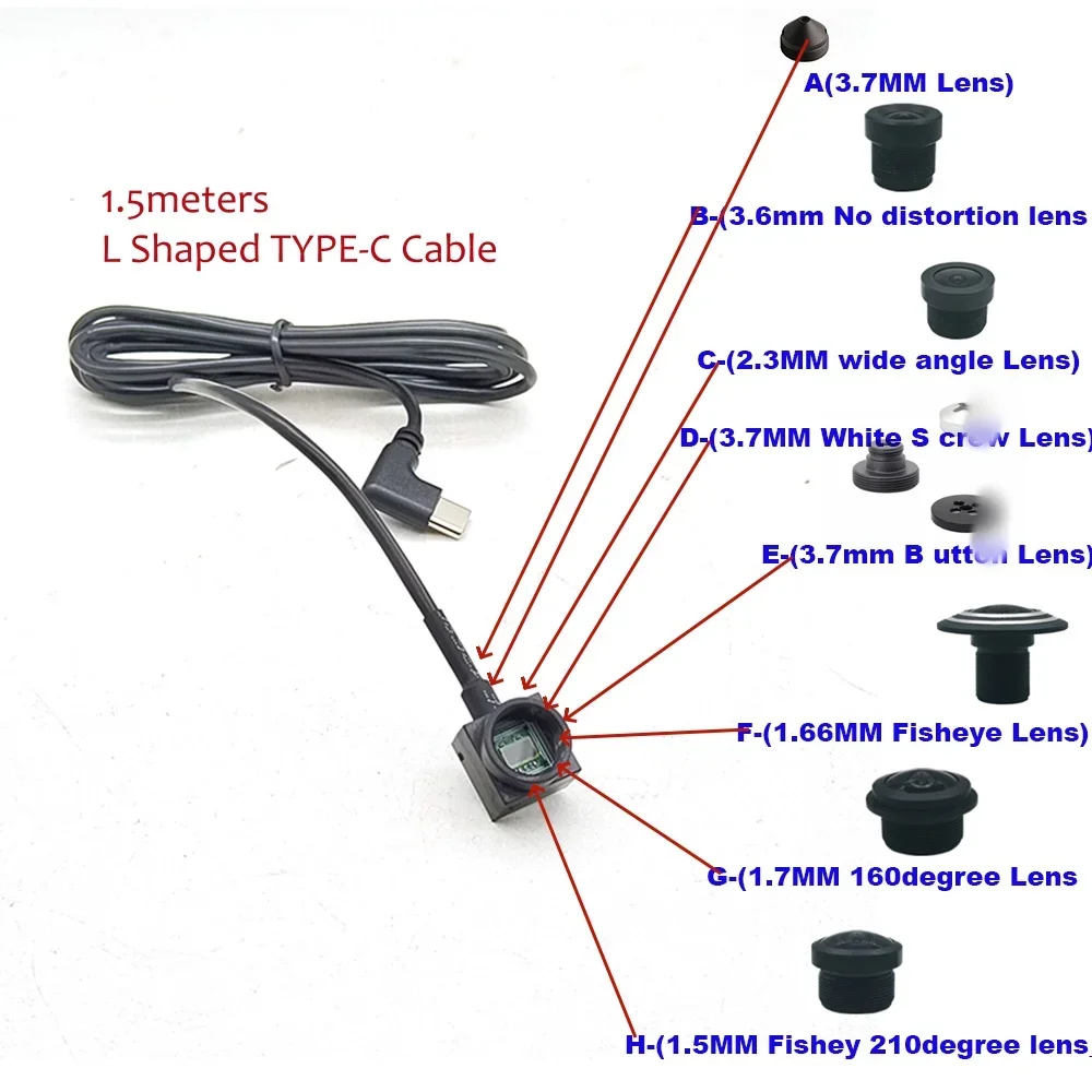 15x15mm Size 2560*1440P 4MP 2K HD Miniature USB Camera Mini L Type-C with Mic UVC Work Android ,Mac,Linux,Win,Linux Industry