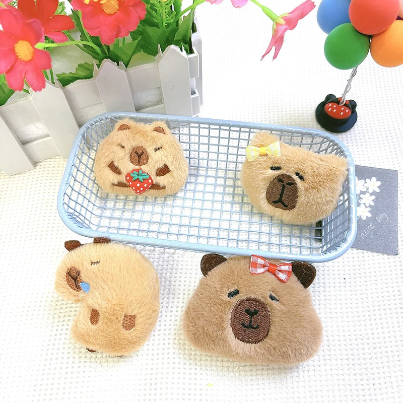 Cute Cartoon Animal Capybara Keychain Creative Plush Doll Brooch Kawaii Backpack Hanging Decoration Handmade DIY Accessories