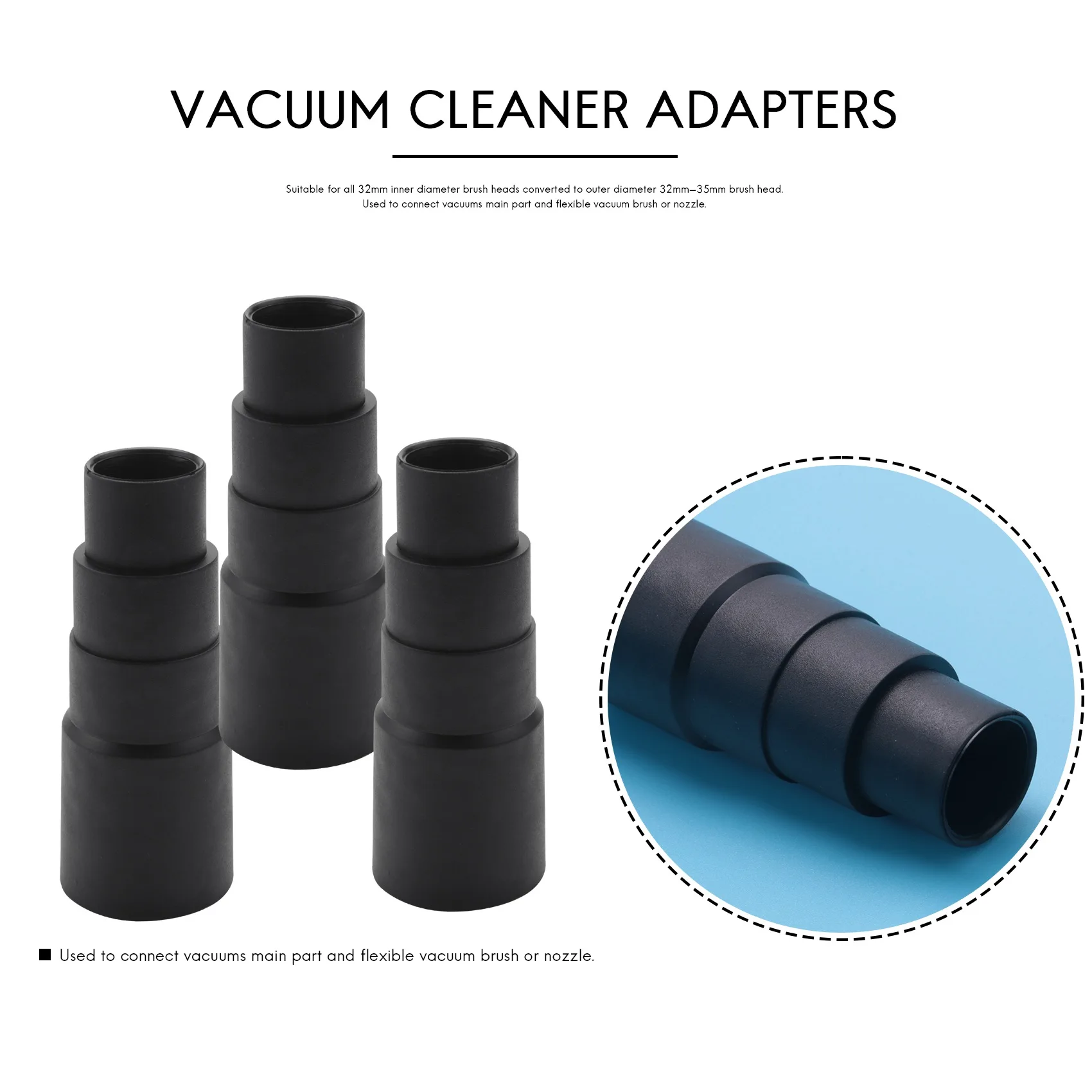 A61T-3 Pz Aspirapolvere Strumento di Potere Estrattore di Polvere Tubo Adattatore Universale 32 Millimetri 35 Millimetri Adattatori di Pulizia Spazzola Testa di Aspirazione connettore