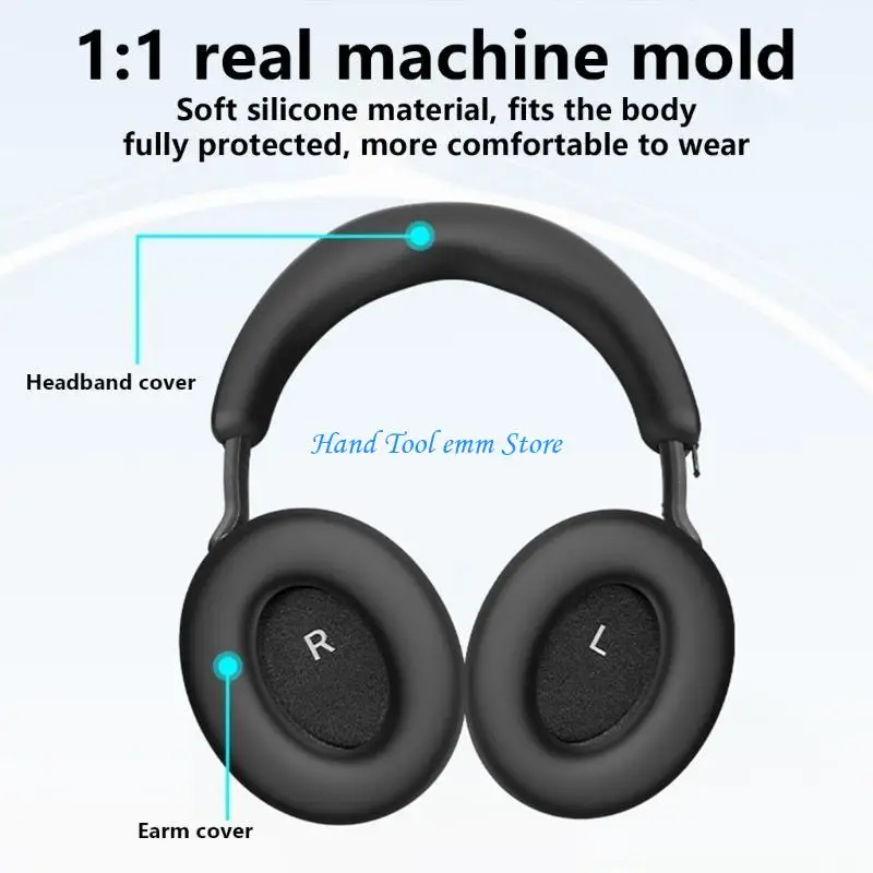 

H37F Soft Silicone Ear Pads Cushions for Headphones Earphones Complete with Headband Protective Cover Pad
