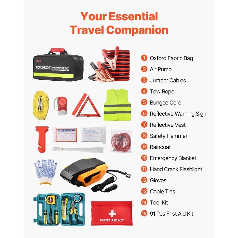 Kit de emergência para carro de 32 unidades com kit de primeiros socorros de emergência médica para veículos