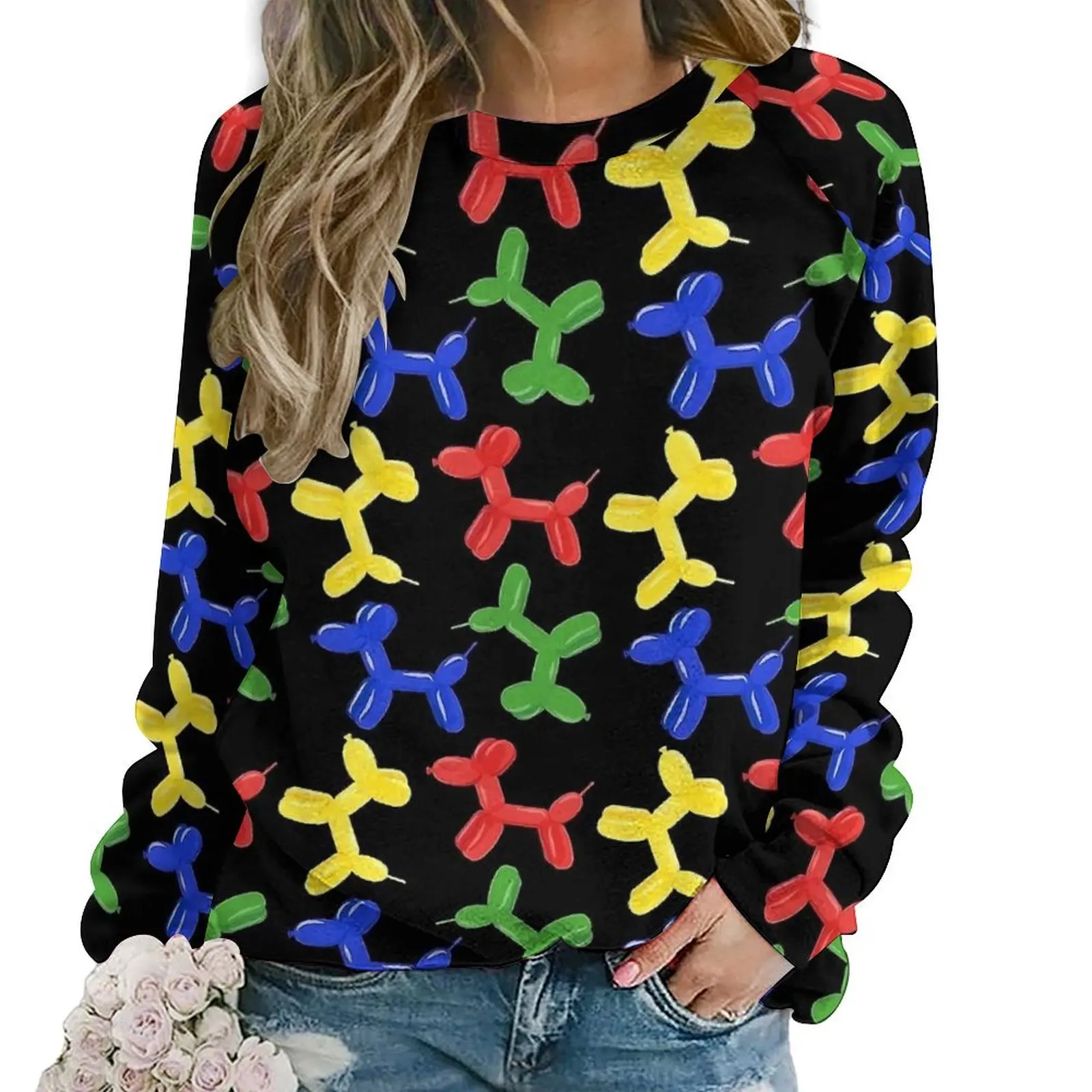 Colorful Balloon Dogs Hoodies Women Long-Sleeve  Modern Casual Hoodie Hot Sale Street Wear Oversized Graphic Sweatshirts