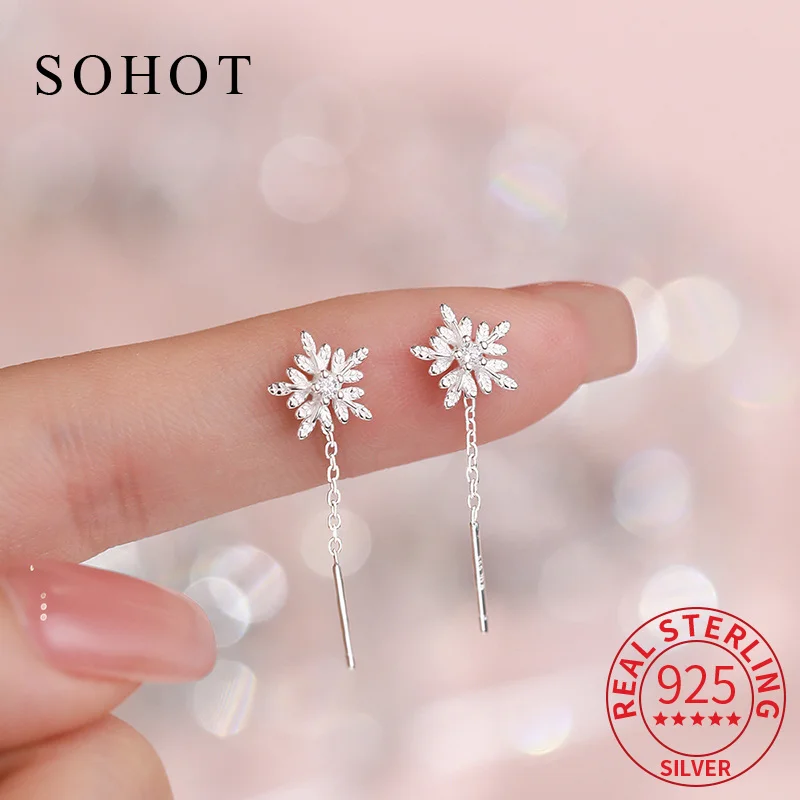 

Real 925 Sterling Silver Sweet Geometric Ear Line Stud Earrings for Charming Women Fine Jewelry Light Luxury Party Accessory