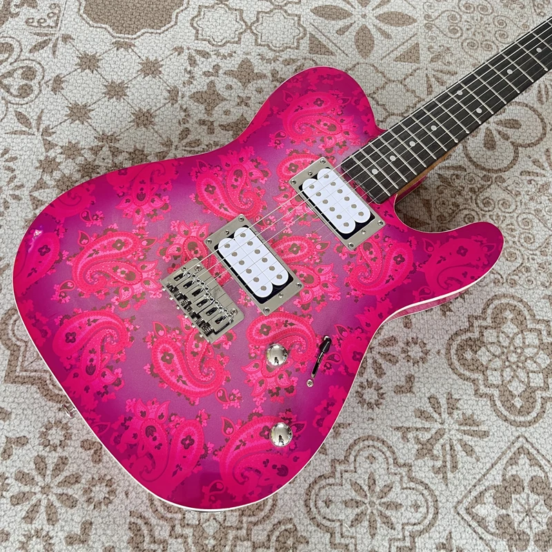 No logo: High-quality electric guitar; Paisley decal; Roasted maple neck; Stainless steel frets; In stock free shipping