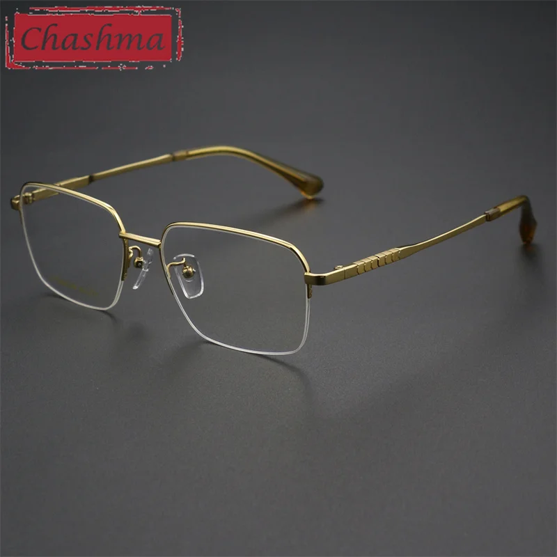 Chashma Prescription Glasses Men Pure Titanium Gafas Ultra Light Optical Eyewear Semi Rim Spectacles Eyeglasses Frame for Male