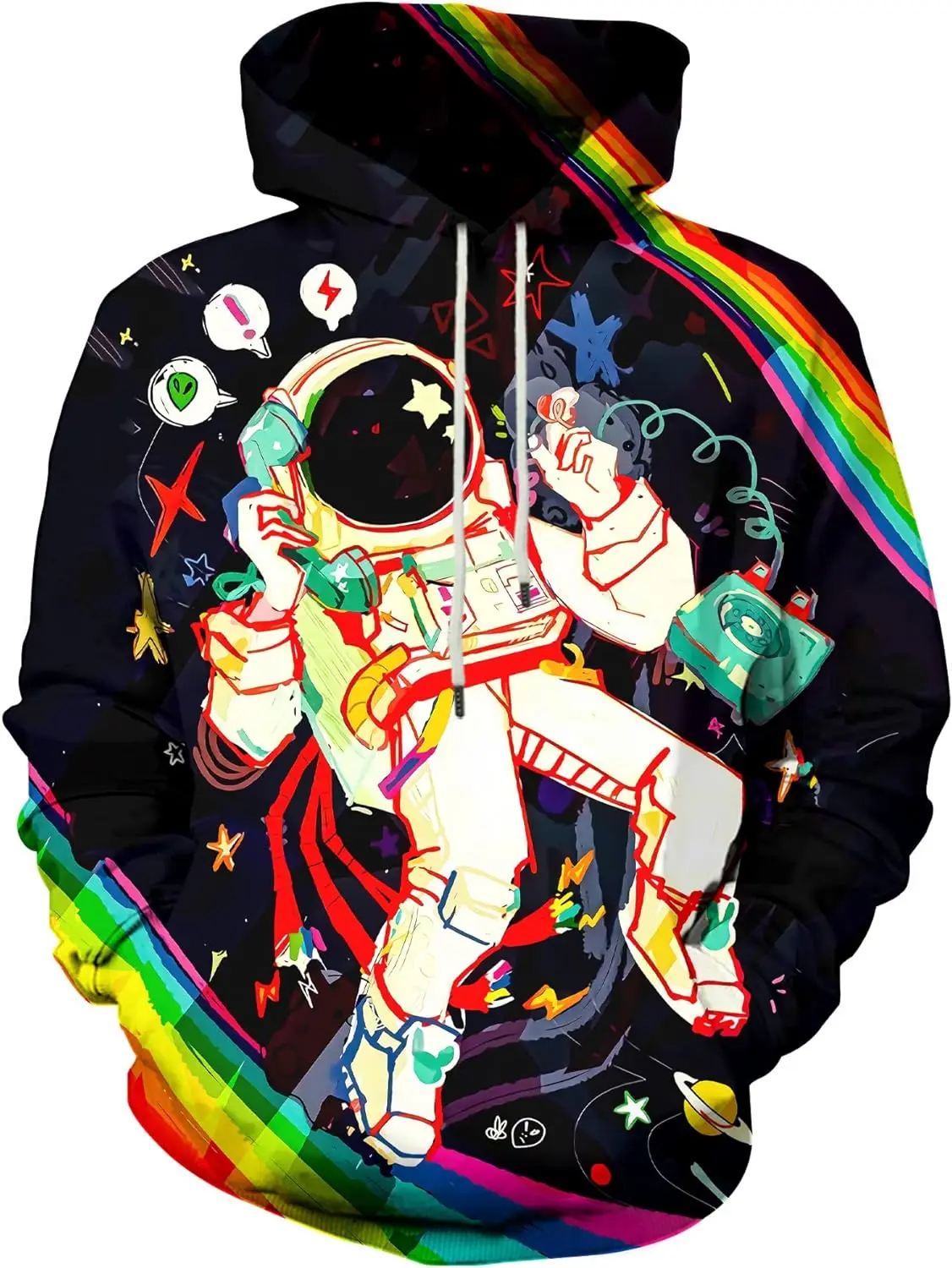 2023 New Neon Giant Panda 3D Printed Retro Hoodie To Increase Men's Autumn and Winter Leisure Street Retro Men Trend