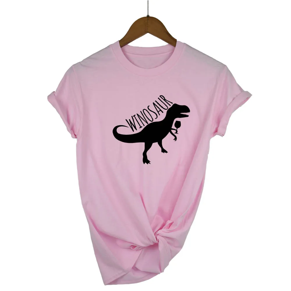 T-Shirts Women Short Sleeve WINO SAUR DINOSAUR Print O-Neck Female Tops Summer Fashion Casual T Shirt Ladies Tops Tees