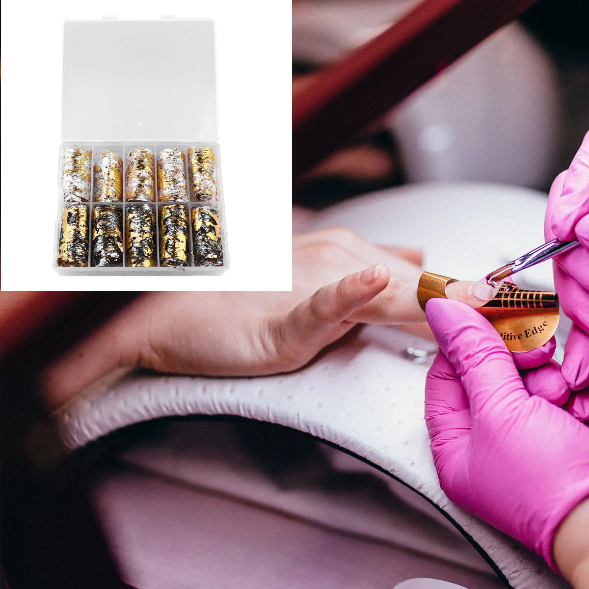 Pegatinas de malla de lámina dorada y plateada para uñas, calcomanía artística para manicura, mano de obra fina, aspecto atractivo, fácil de aplicar, uso profesional en el hogar