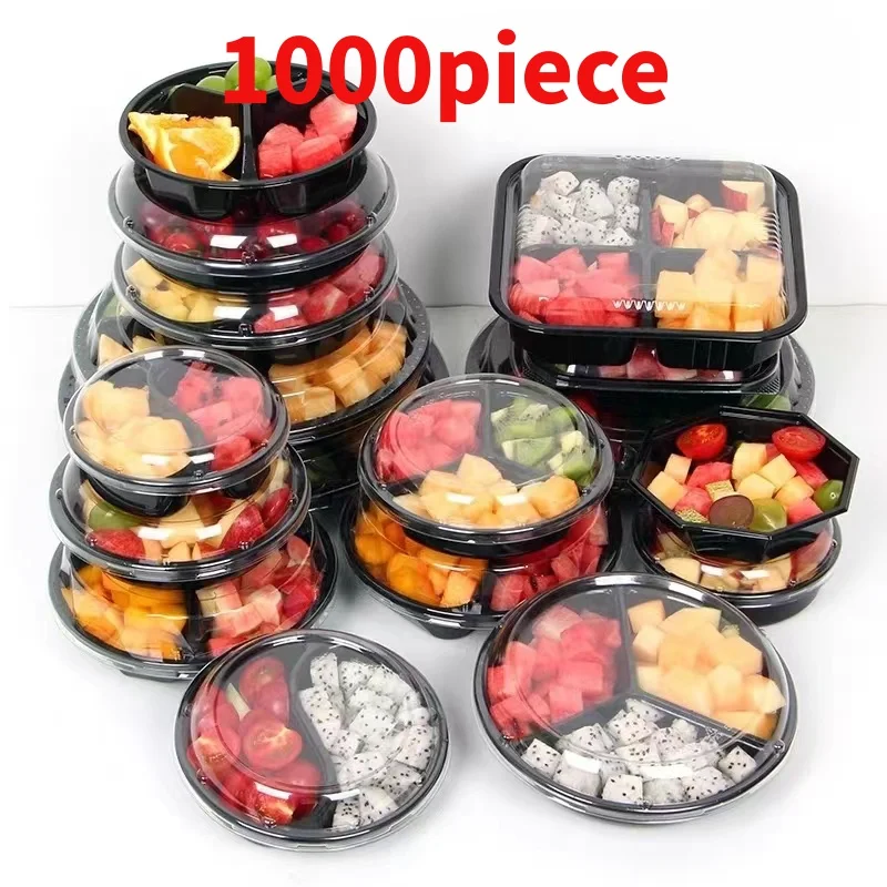 

10 00piece.Custom.Factory High quality OEM /ODM PET plastic fruit box round compartmentalized fruit Salad containers