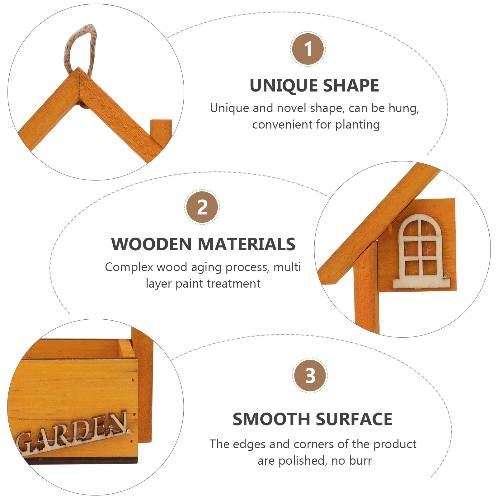 

Wall Mounted Flower Pot Hanging Planter Flowerpot Brown Basket Decor Pots Indoor