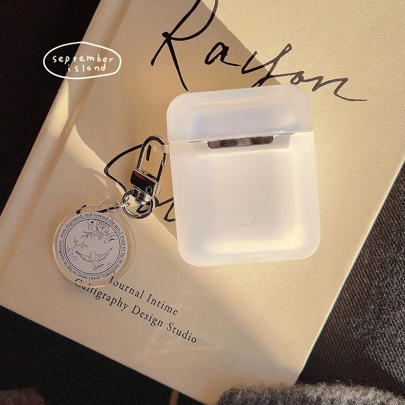 Fone de ouvido vintage para AirPods, capa protetora para Airpods 3, 1, 2, Pro, bonito, quadrado, caixa de carregamento com chaveiro