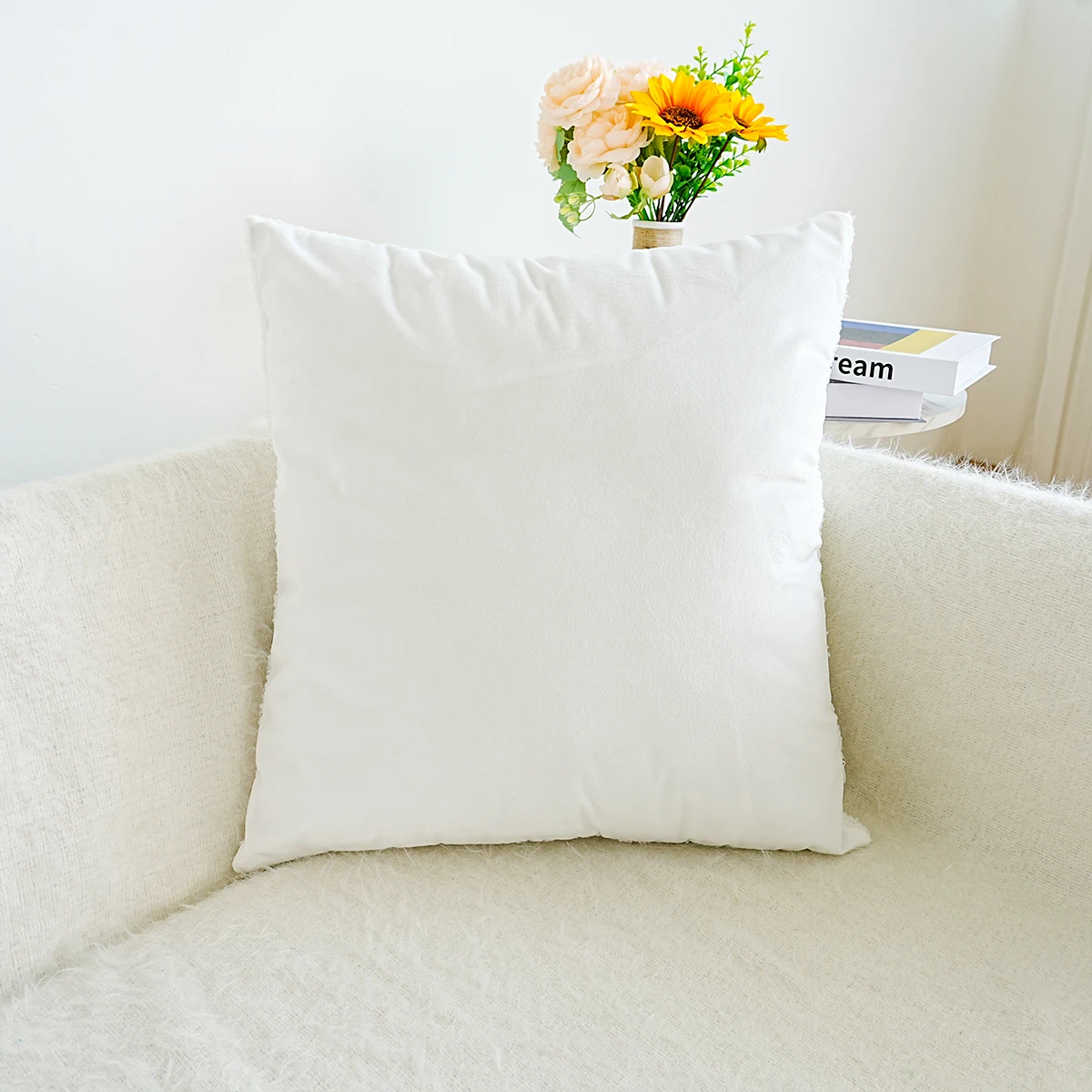 1pc, Teddy velvet abstract face embroidery cushion pillow case, home decoration, without pillow core