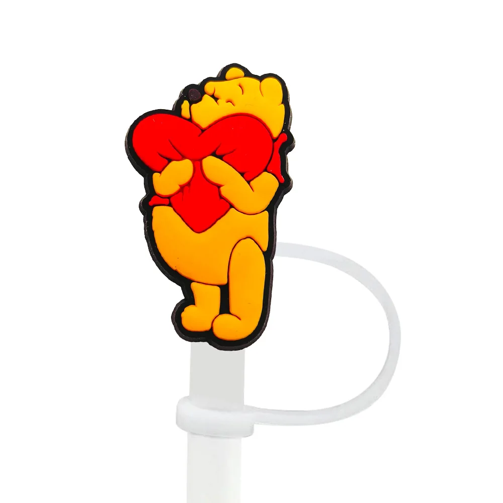 Niedliche Silikon-Strohhalm-Abdeckungen mit Winnie-Puuh-Motiv für 10-mm-Strohhalme, Strohhalmkappen für Glasbecher, passend für 30- und 40-Unzen-Becher mit Henkel, staubdicht, wiederverwendbar. – Detail 10