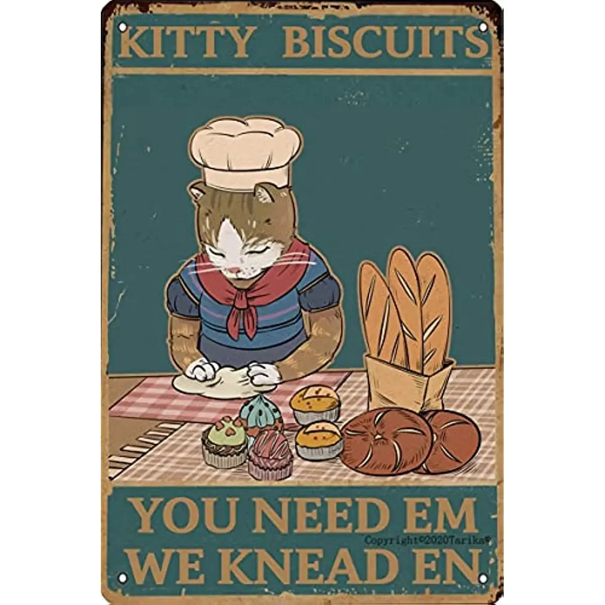 Kitty Biscuits You Need Em We Knead En Tin Vintage Look Decoration Crafts Sign For Home Kitchen Wall Decor