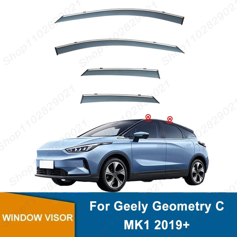 4Pcs Window Visor For Geely Geometry C MK1 2019+ Weathershield Sun Rain Deflector Guard Car Window Deflector 2020 2021 2022 2023