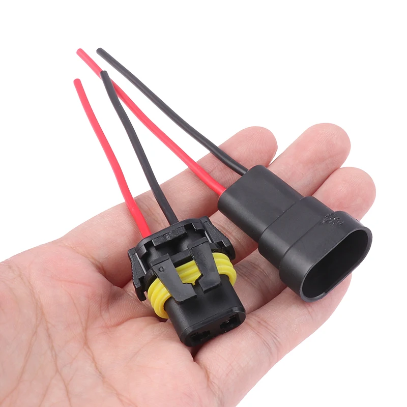 1/2PCS 9005 Single Slot Bulb Socket With 10CM Wire - Waterproof Headlight And Fog Lamp Male Plug Adapter For Automotive Use