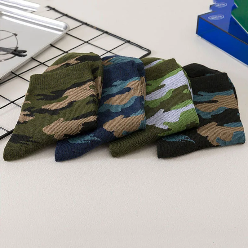 CamSolomon-Chaussettes mi-tube en coton épaissi pour hommes, haute qualité, vert armée, confortables, chaudes, EU 38-44, 5 paires, printemps et