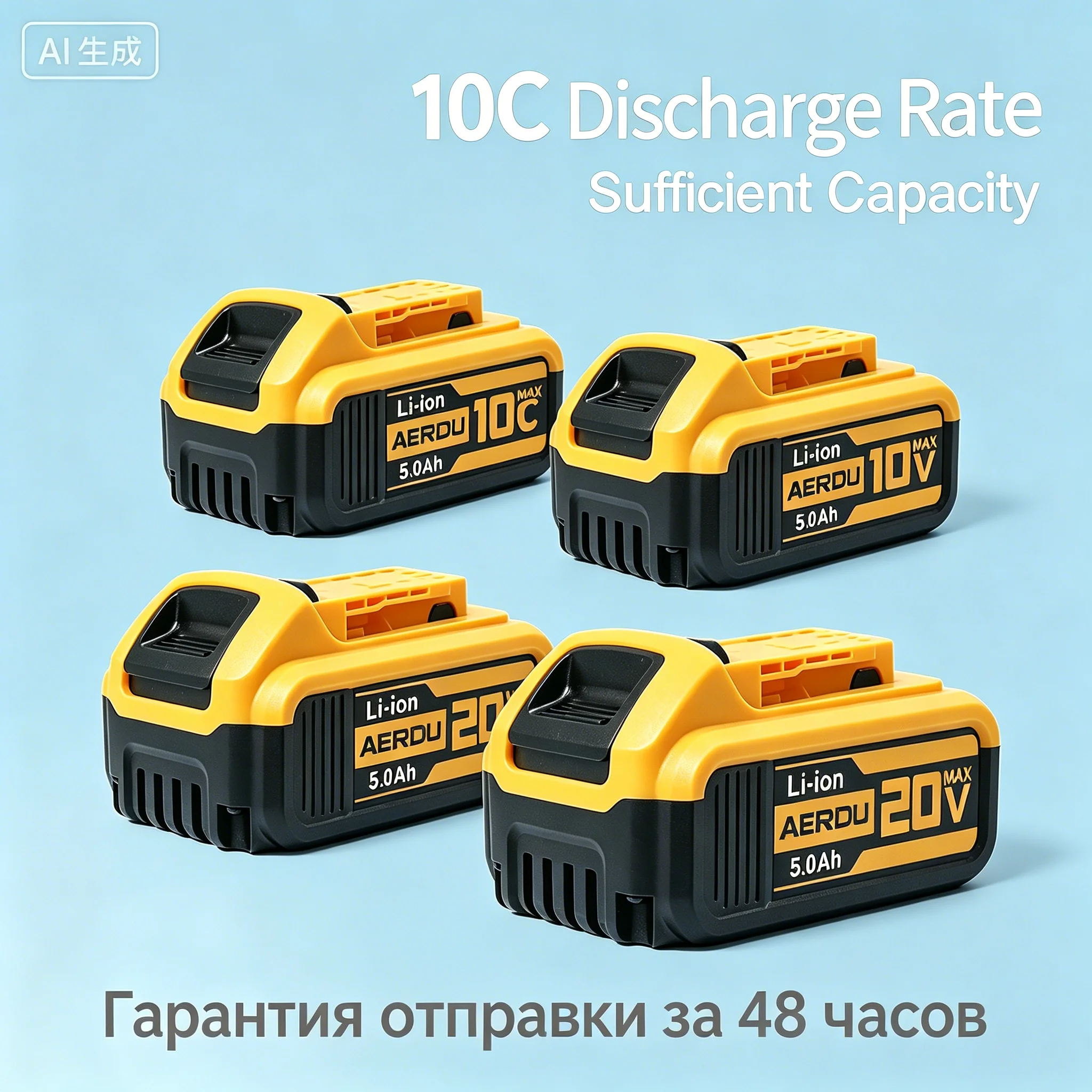 

AERDU 5.0 Ah 20 V Battery for DeWalt, Type-C, 4 pcs