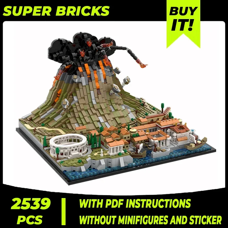 

Street View Model Moc Building Bricks Vesuvius Pompeii Volcano Technology Modular Blocks Gifts Christmas Toys DIY Sets Assembly