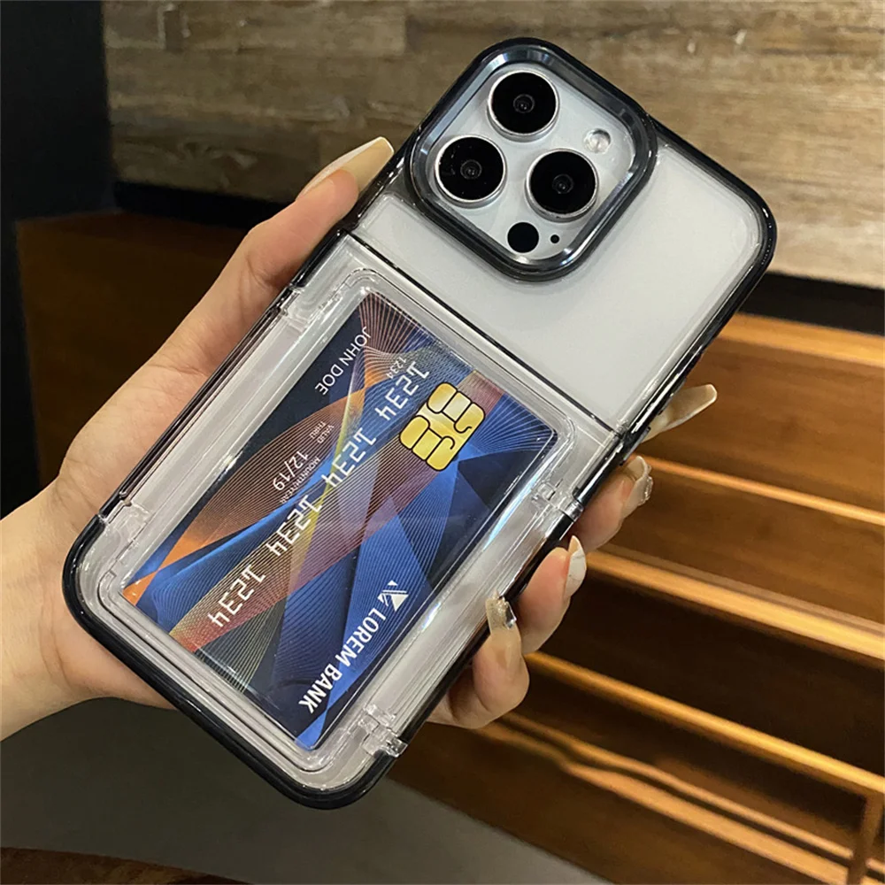 Transparente Handyhülle mit Kartenfach für iPhone 17 Air 15 14 13 18Pro 16 17ProMax Stoßfester Schutz Harte Acryl-Abdeckung – Detail 13