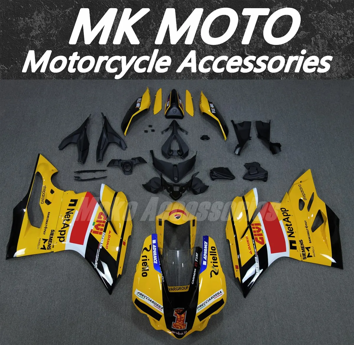 

Moke moto Fairings Kit Fit For 959 1299 Panigale 2015 2016 2017 2018 Bodywork Set Abs High Quality Injection Black Yellow New