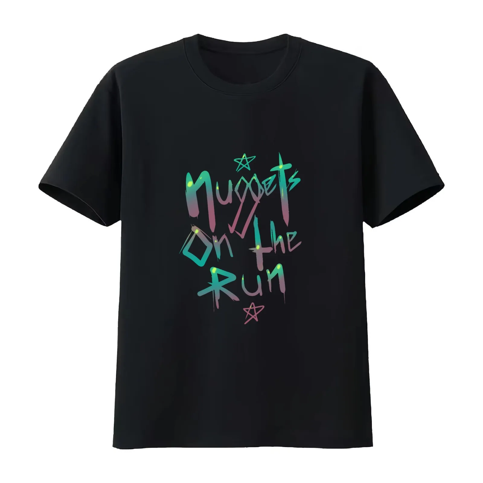 Nuggets on the Run - FLY2 T-Shirt Summer Casual Cotton Tee Oversized Streetwear Tops Vintage Graphic Print Unisex Men Women