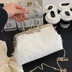 Luxury Women Appliques paillettes Evening Wedding Party Clutch Chain Messenger Bags Metal Hasp Totes borse e borsette in oro bianco