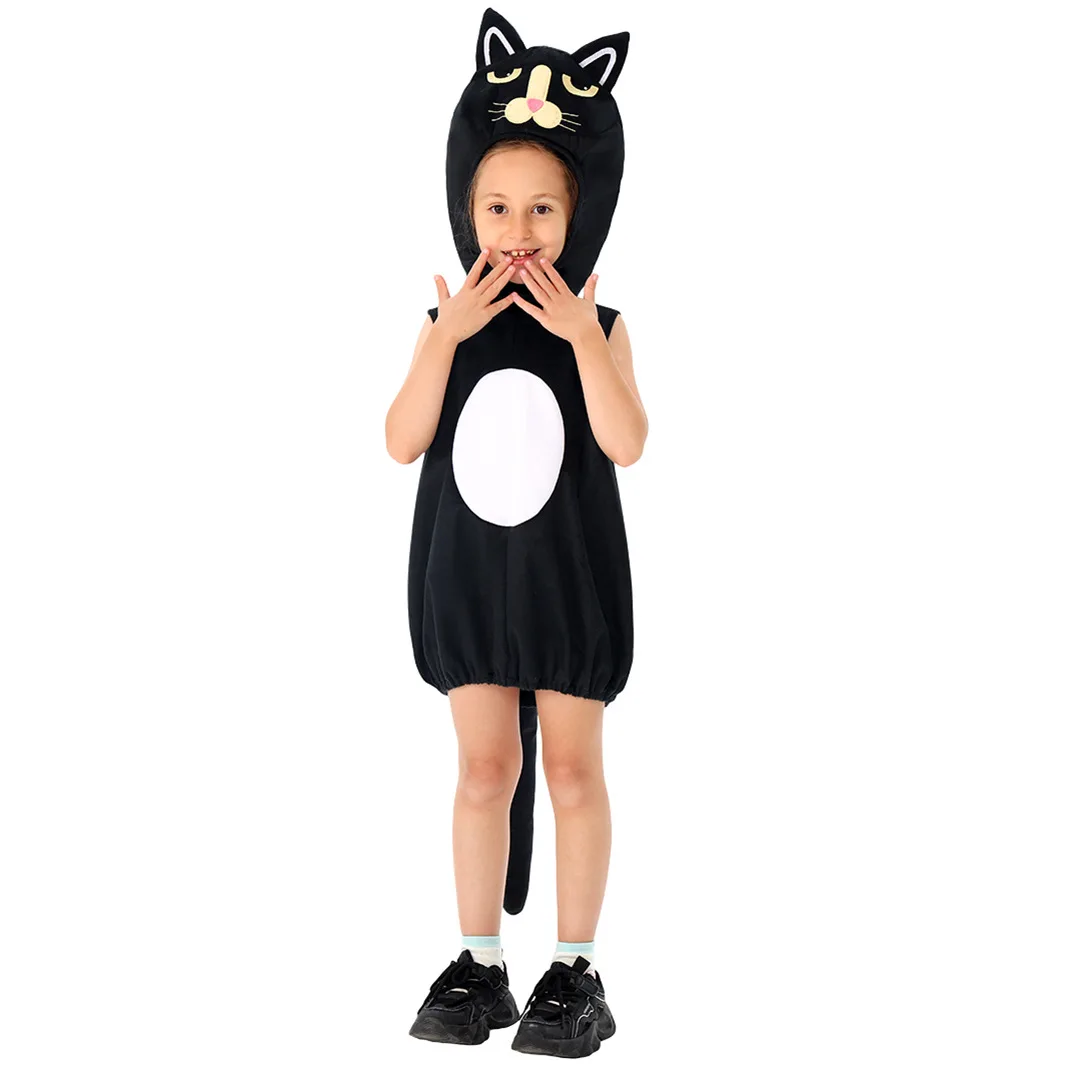 2025 Nuovo costume di Halloween Costume da spettacolo per bambini Costume cosplay gatto nero Costume da spettacolo per asilo