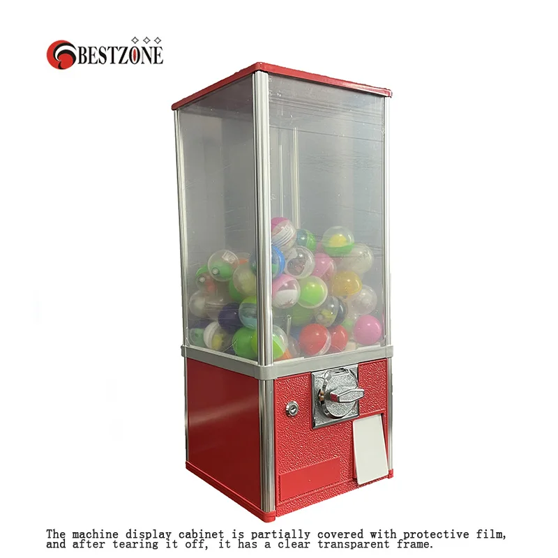 For 28-32mm Red Capsule Dispenser Coin Operated Slot Toys Candy Capsule Bouncy GumBall Vending Machine Mini for Market/Store/Kid