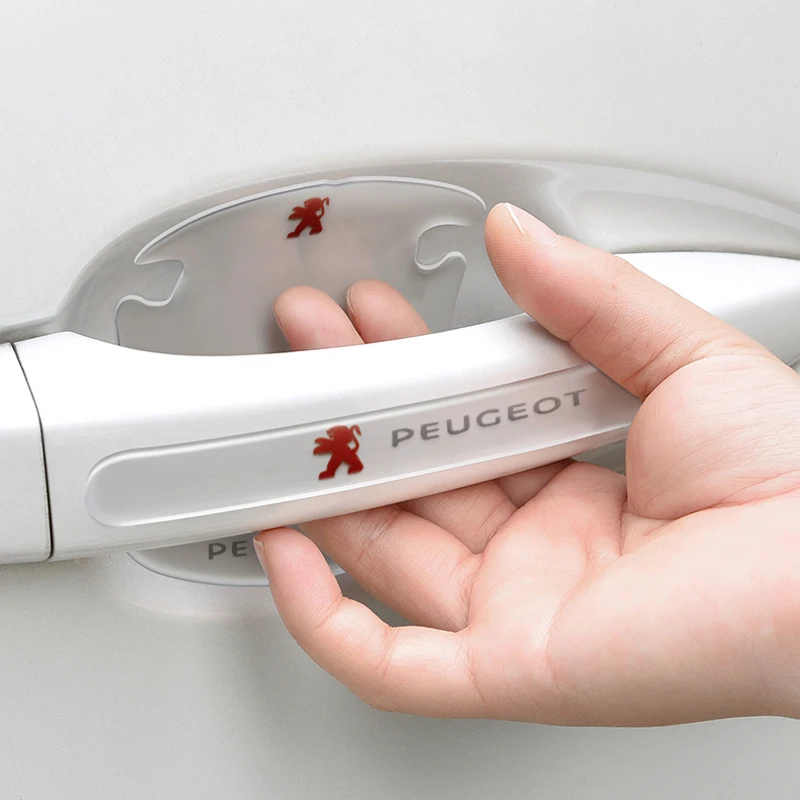 Naklejki na klamkę samochodową z przezroczystą folią ochronną do Peugeot 206 208 306 307 308 508 106 107 108 2008 5008