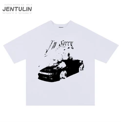 Vintage Gothic Oversized Men T-shirt Harajuku Hip Hop Tops Aesthetic Car Graphic Print Y2k Clothes Streetwear Fashion Korean Tee