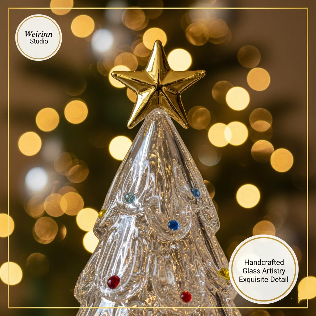 

Искусственное стеклянное украшение для рождественской елки с ручным вырезом мы искусственной студии, 360° ° Вращающаяся основа, роскошный праздничный декор для рабочего стола и подарок для нее/дома