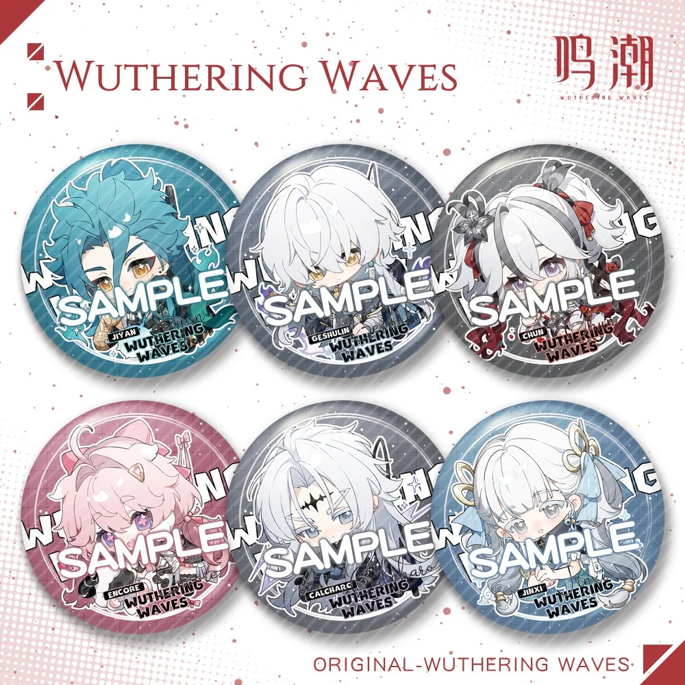 New Wuthering Waves Game Laser Matte Badge Camellya Geshulin Scar Yinlin Rover Cute Cartoon Anime Pin Brooch Jewelry Gift