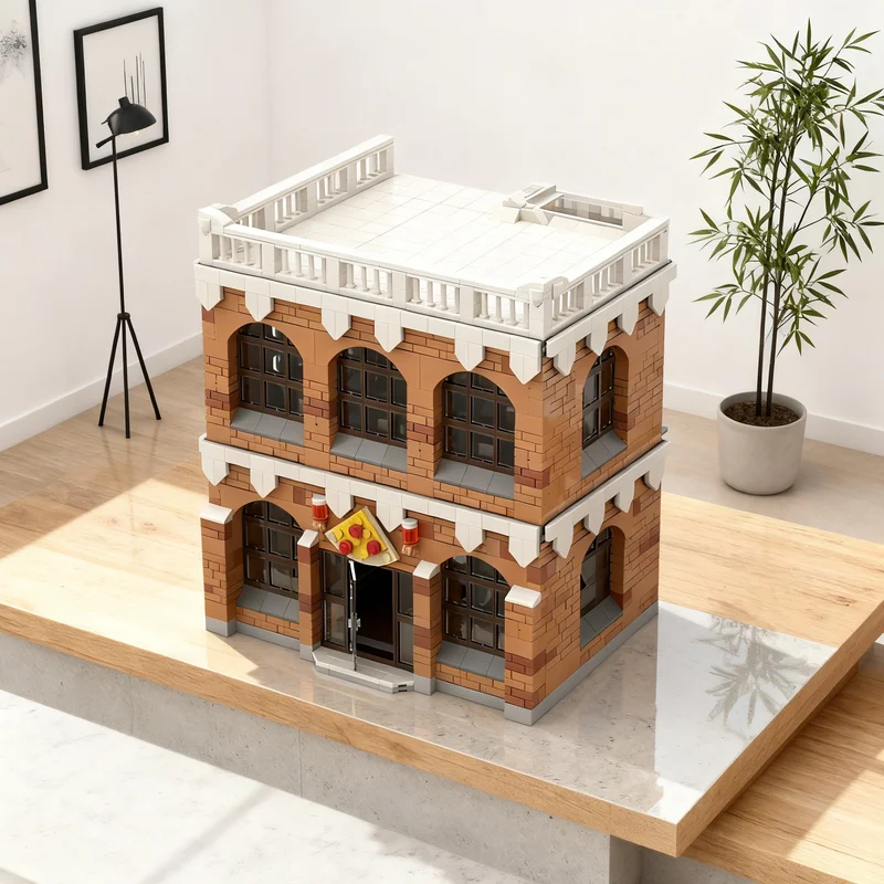 

3509pcs MOC Winter Village Pizzeria Arte Seasonal Christmas Model Building Blocks Creative Display Gift Collectible Decor Kids