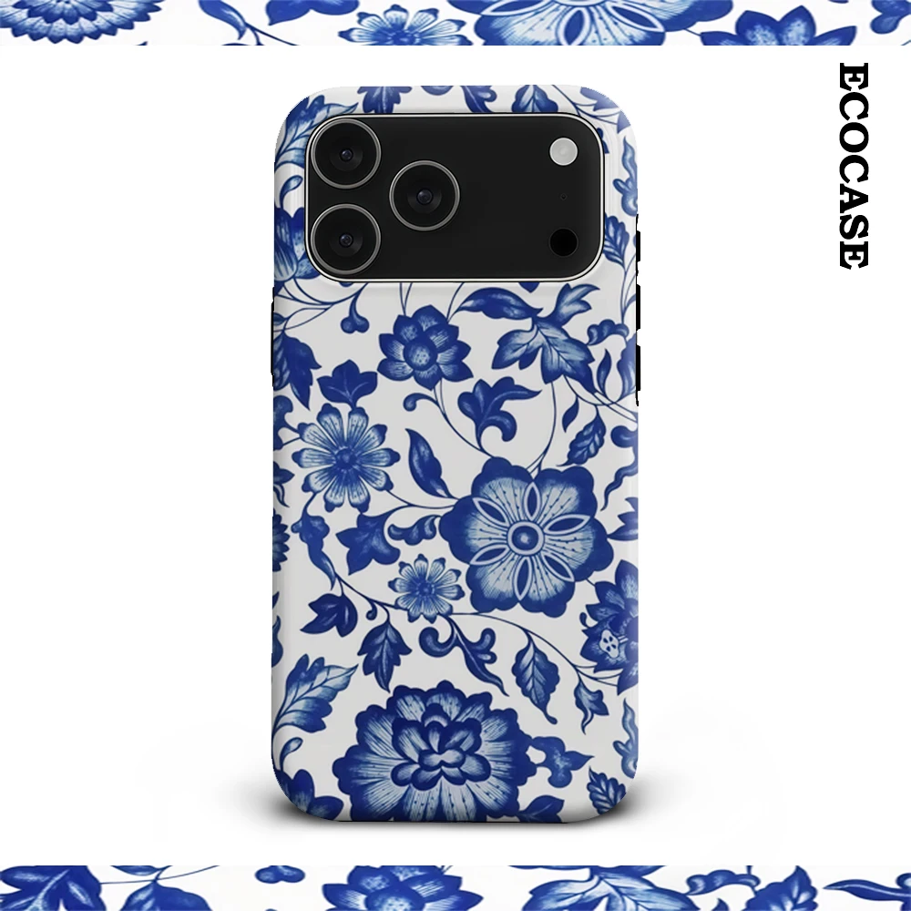 Blaue Porzellan-Eleganz IPhone 17 Must-Haves Handyhülle für IPhone 17 16 15 14 13 12 11 Pro Max Plus Doppelschichtige Rückseite
