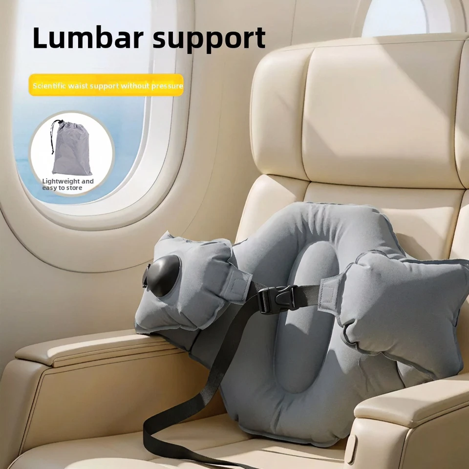 Foldable Inflatable Lumbar Pillow Comfortable Press Self-inflation Lumbar Support Cushion Lightweight Breathable