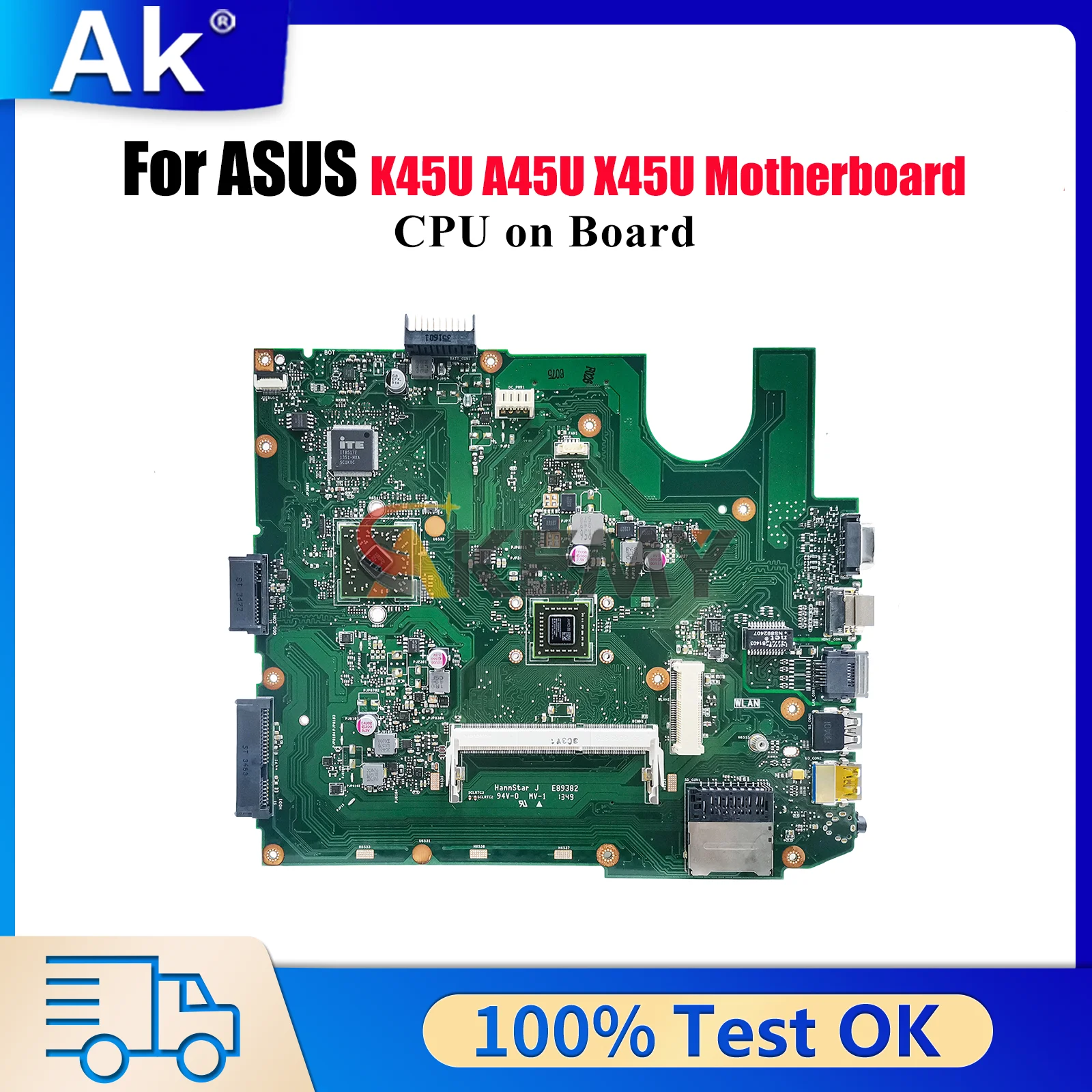 

X45U Laptop Motherboard For ASUS VivoBook X45U X45U K45U A45U Notebook Mainboard With CPU 100% tests OK fast shipping stk