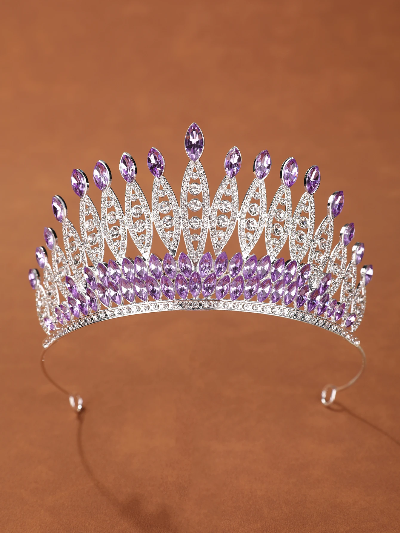 Multi-color rhinestone bridal crown, silver alloy marquise diamond crown, headpiece accessory for weddings, evening banquets, beauty pageants, and parties image 3