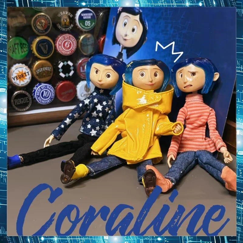 

Coraline Articulated Action Figure Anime Raincoat Sweater Striped Shirt For Ideal Desk Decoration Model And Birthday Gift