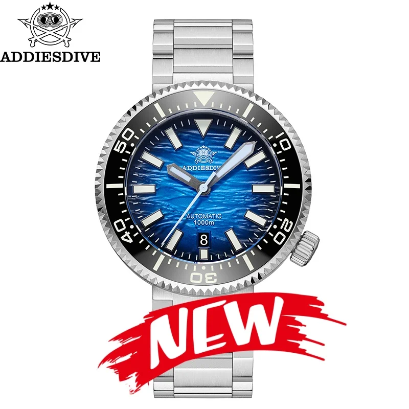 

ADDIESDIVE Top Mechanical Watch Sapphire Grass Blue Super Luminous Ceramic Bezel 316L Stainless Steel 1000m Waterproof Men Watch