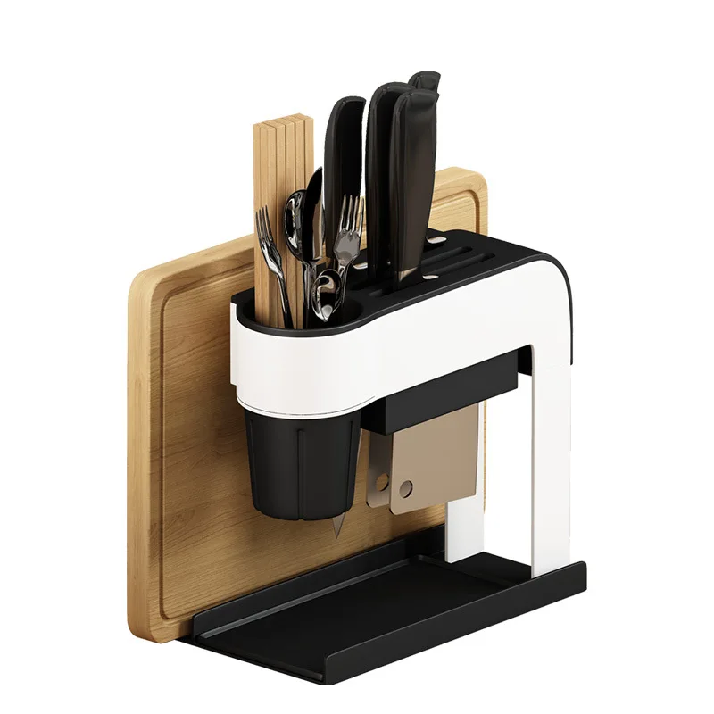 Cutting Board Knife Integrated Storage Rack Metal Stainless Steel Kitchen Accessories Multifunctional Desk Organizer