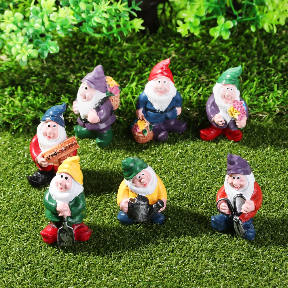 Cartoon Micro Landscape Hand-painted Handicraft Fairy Garden Gnomes Mini Gnome Figurines Miniature Dwarfs Statue Desktop Decor