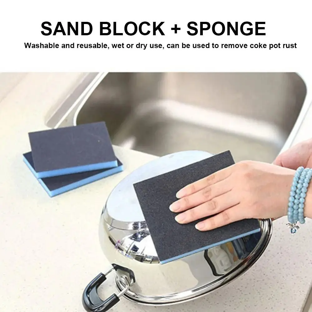 6pcs Wet Dry Sanding Sponge Woodworking Double Side Sponge Sandpaper Dark Blue Rust Removal Abrasive Tool