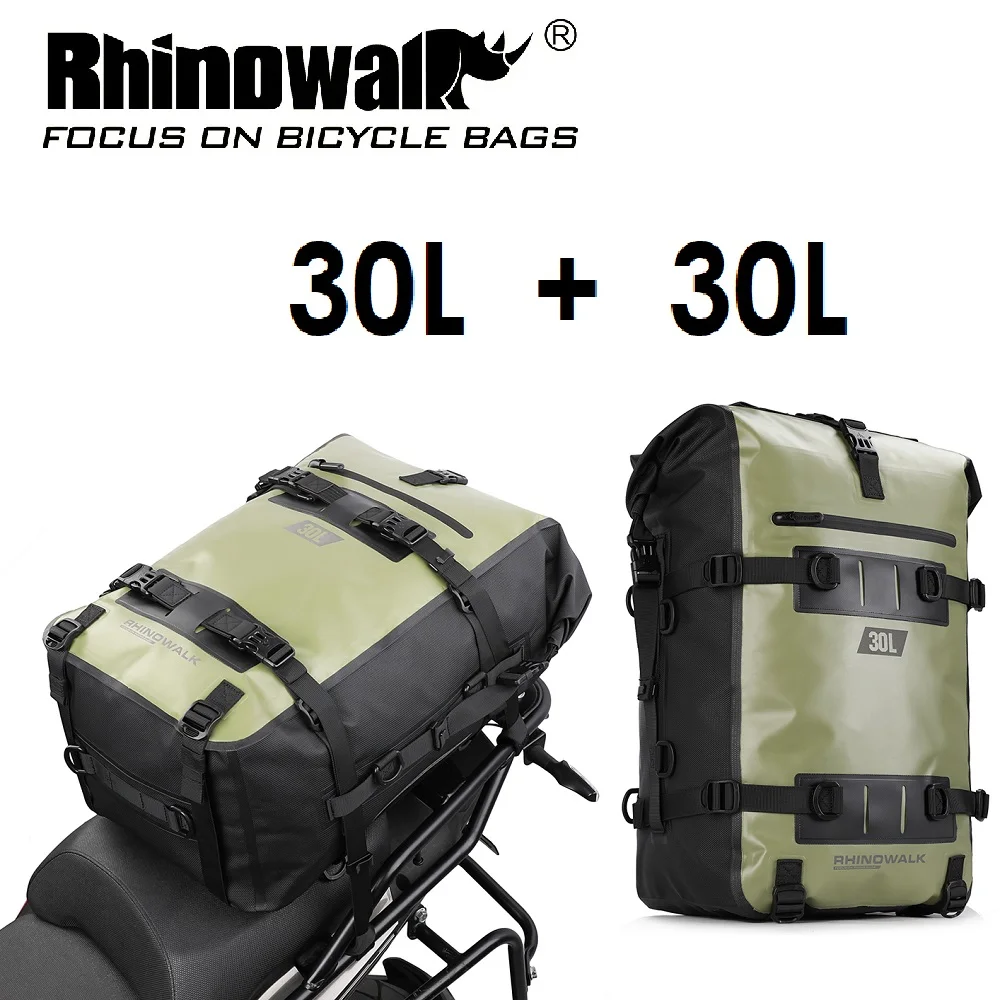 

Rhinowalk 2pcs Motorcycle Bag 30l Large Capacity 100% Full Rainproof Long Distance Travel Universal Motorcycle Bag