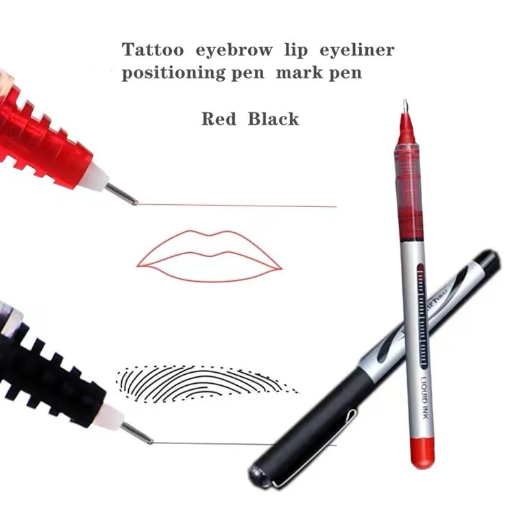 1pc bordado vermelho à prova dwaterproof água para marcador de tatuagem marcador de pele lábio posicionamento inportent caneta tatuagem ferramentas